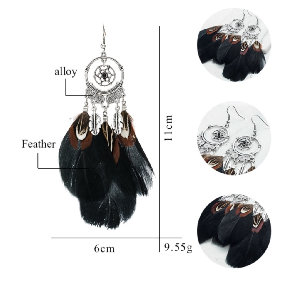 BOGO! Dream Catcher Feather Earrings Navy Silver - Picture 6 of 6